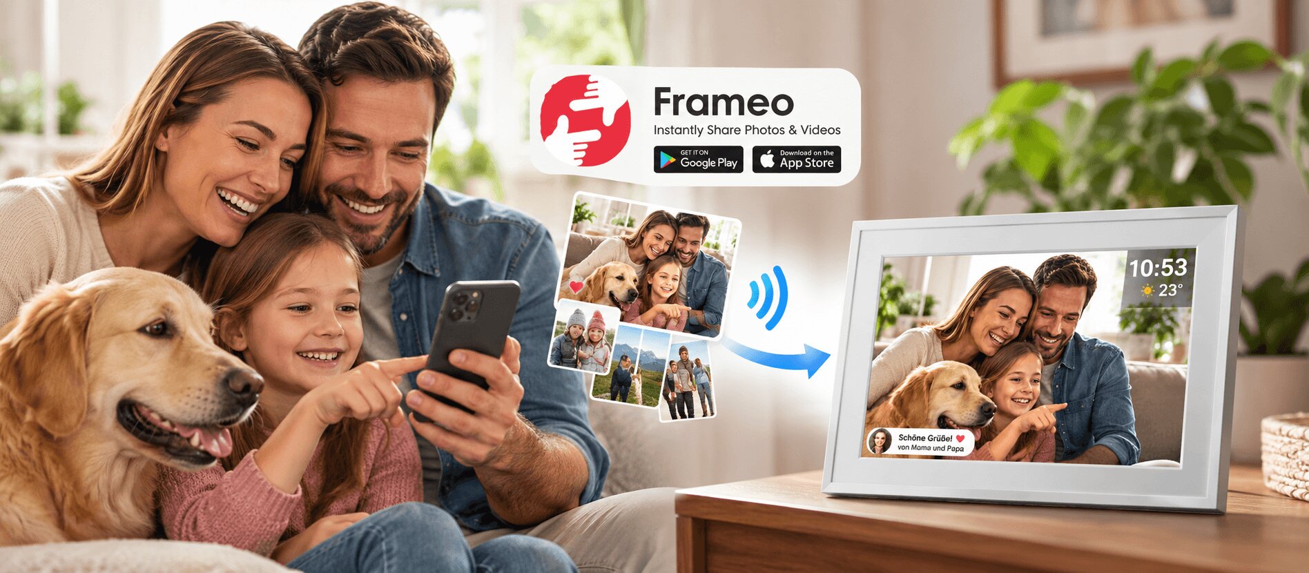 Fotos und Videos per Frameo App an den NAVITEL FR101 PRO senden