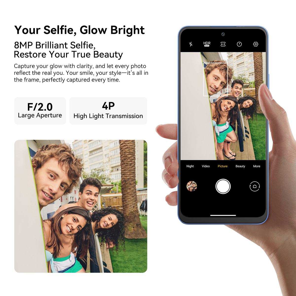Blackview Shark 9 Frontkamera 8 MP für Selfies und Videocalls